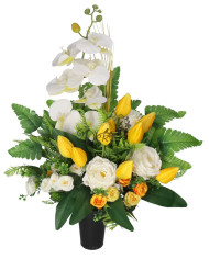 STROIK NA GRÓB KOMPOZYCJA DUŻA SZTUCZNE KWIATY SERCE