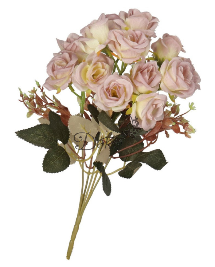 Róża róże bukiet sztuczne kwiaty jak żywe 33cm 5 gałązek