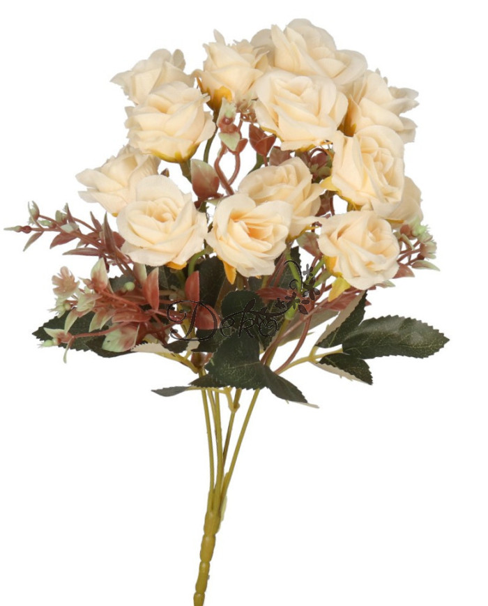 Róża róże bukiet sztuczne kwiaty jak żywe 33cm 5 gałązek