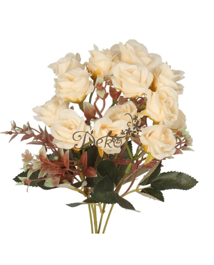 Róża róże bukiet sztuczne kwiaty jak żywe 33cm 5 gałązek