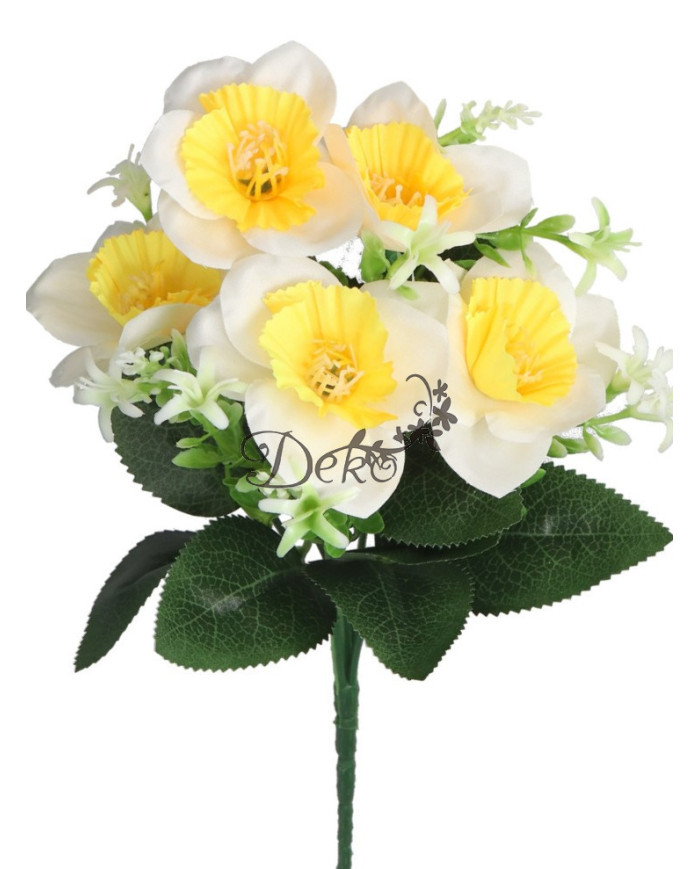 Żonkile w bukiecie żonkil sztuczne kwiaty 30cm 5 główek