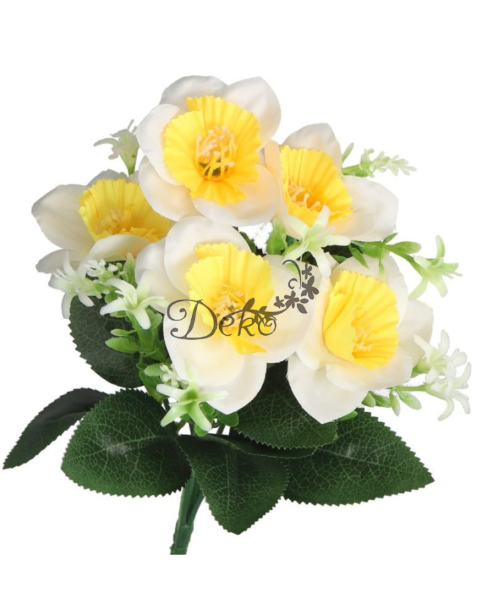 Żonkile w bukiecie żonkil sztuczne kwiaty 30cm 5 główek