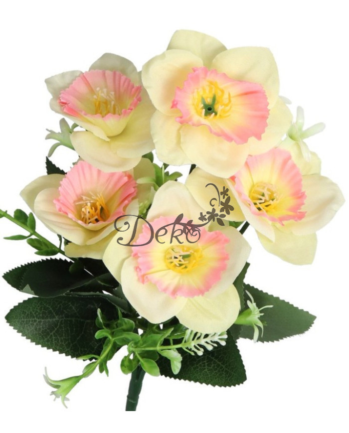 Żonkile w bukiecie żonkil sztuczne kwiaty 30cm 5 główek