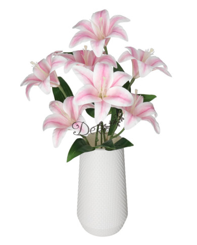 LILIA LILIE W BUKIECIE SZTUCZNE KWIATY JAK ŻYWE 58 CM DUŻY BUKIET