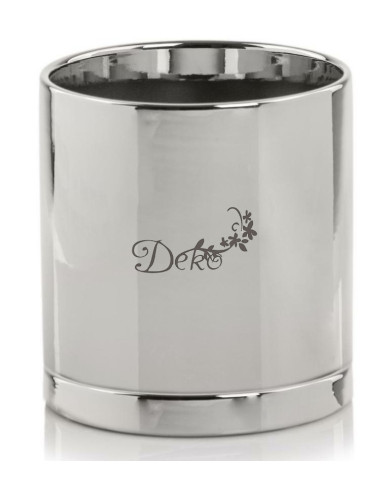 Doniczka ceramiczna osłonka srebrna z podstawką okrągła