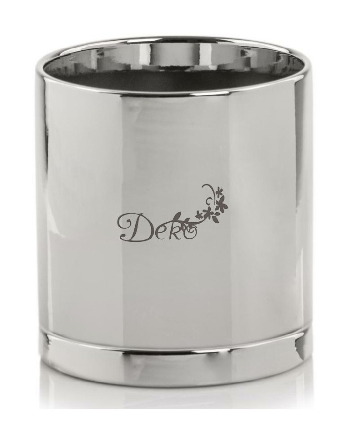 Doniczka ceramiczna osłonka srebrna z podstawką okrągła