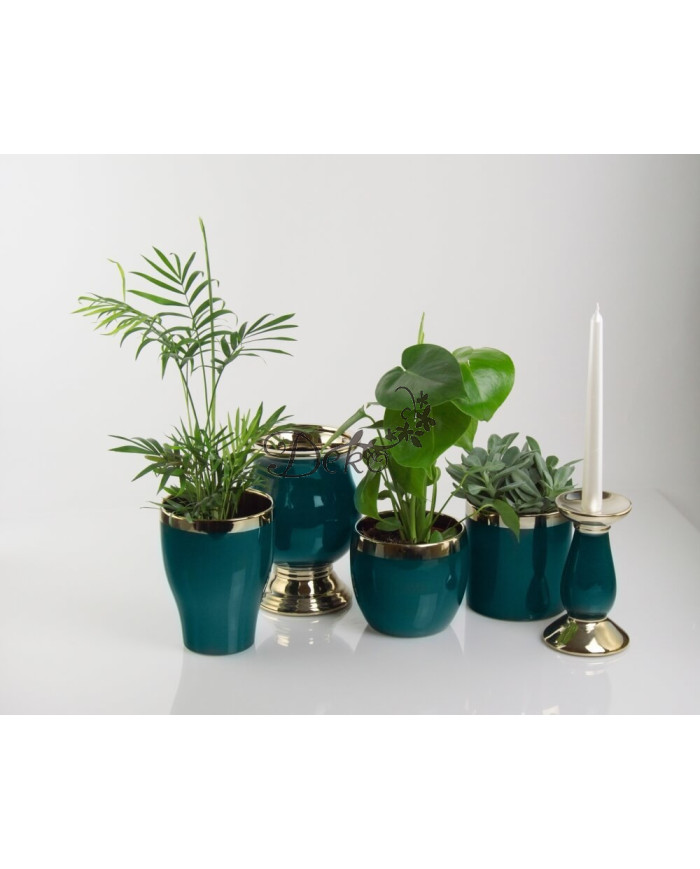 Doniczka osłonka ceramiczna do storczyka oliwkowa