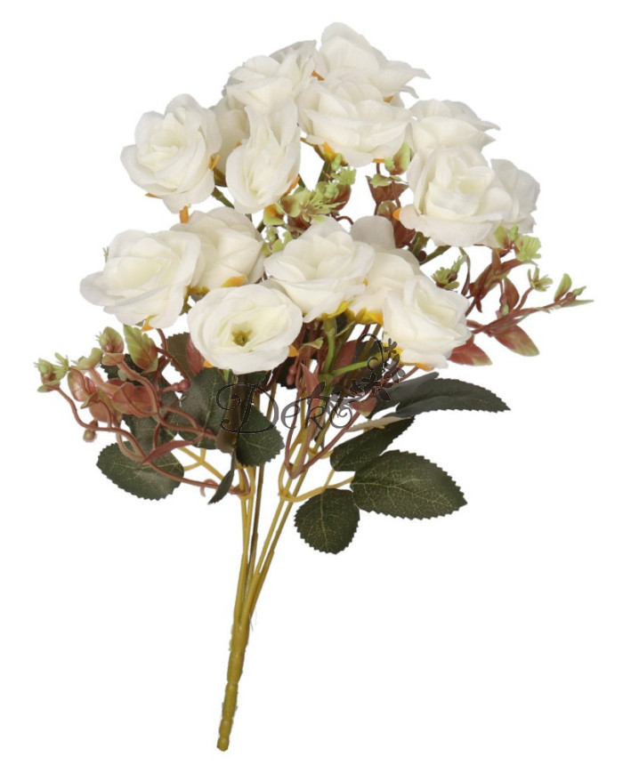 Róża róże bukiet sztuczne kwiaty jak żywe 33cm 5 gałązek