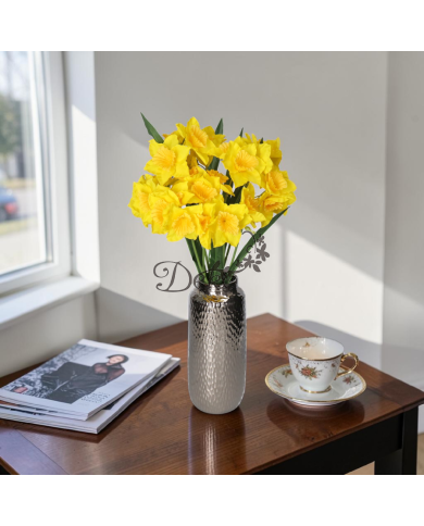 Żonkile w bukiecie żonkil sztuczne kwiaty 46cm 27 główek