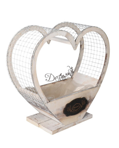 Doniczka drewniana do kompozycji stroika 30cm serce