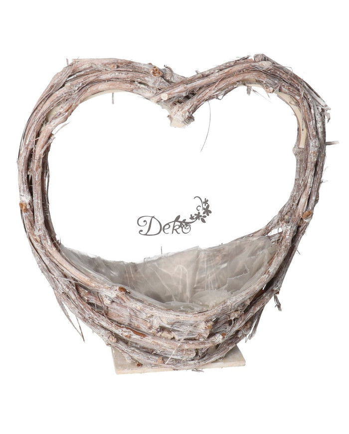 Doniczka drewniana do kompozycji stroika 35cm serce