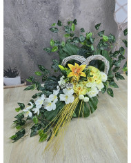 Doniczka drewniana do kompozycji stroika 35cm serce