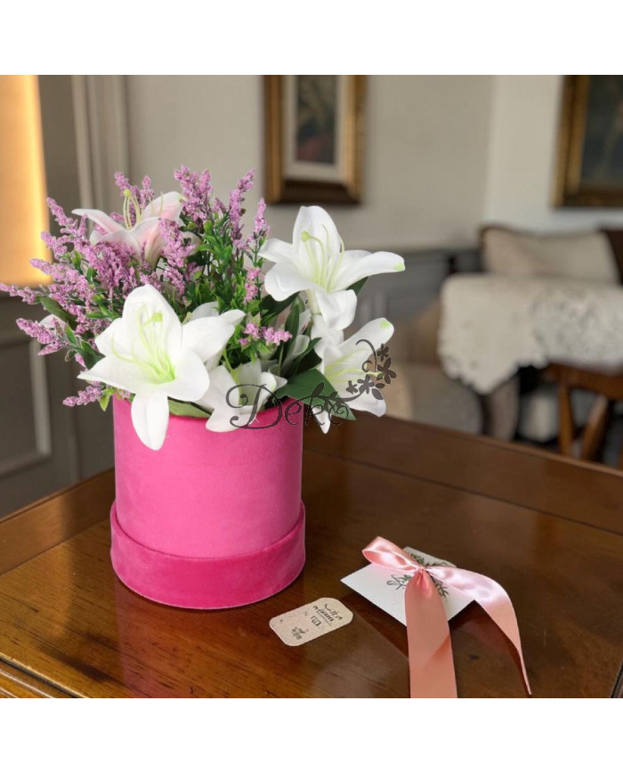 Flower box pudełko welurowe 13 cm dekoracja prezent