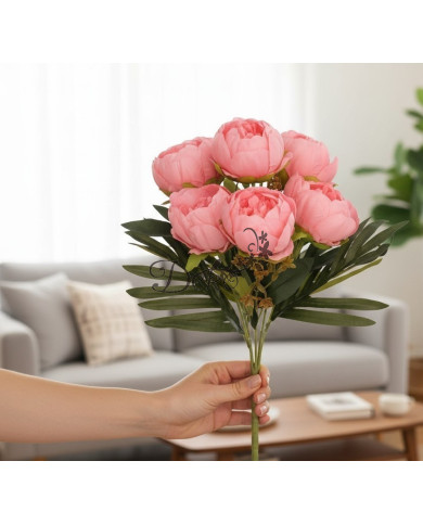 Piwonia peonia sztuczne kwiaty w bukiecie 44cm 7główek
