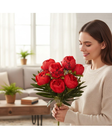 Piwonia peonia sztuczne kwiaty w bukiecie 44cm 7główek