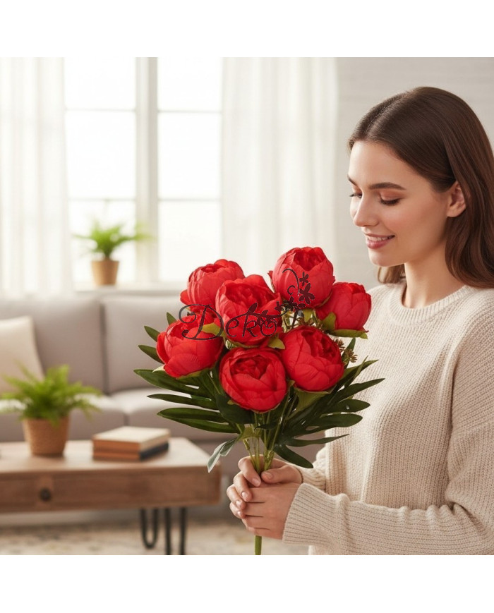 Piwonia peonia sztuczne kwiaty w bukiecie 44cm 7główek