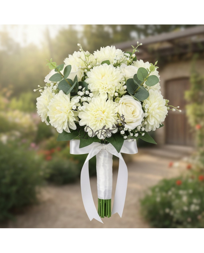 Dalia w bukiecie sztuczne kwiaty jak żywe 30cm 5 główek