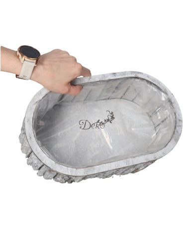 Doniczka osłonka drewniana korytko podkład 33cm szara
