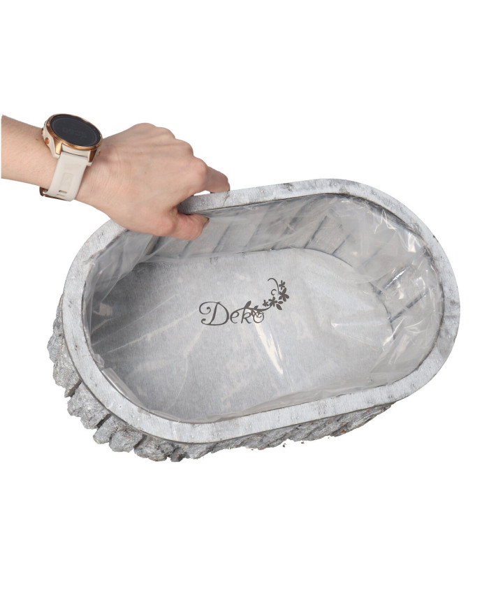 Doniczka osłonka drewniana korytko podkład 33cm szara