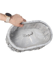 Doniczka osłonka drewniana korytko podkład 33cm szara