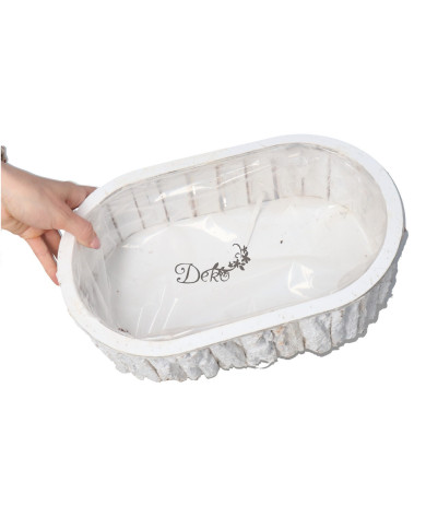 Doniczka osłonka drewniana korytko podkład 33cm biała