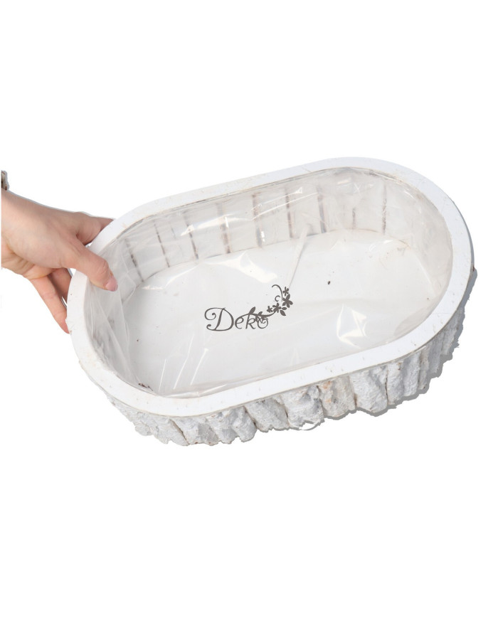 Doniczka osłonka drewniana korytko podkład 33cm biała