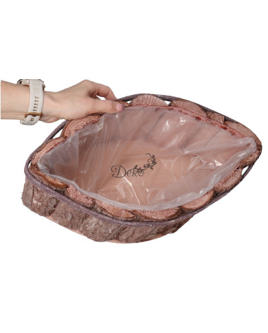 Doniczka osłonka drewniana korytko podkład 43cm brązowa