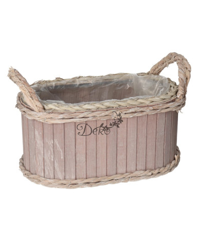 Doniczka osłonka drewniana korytko podkład 28 cm brązowa