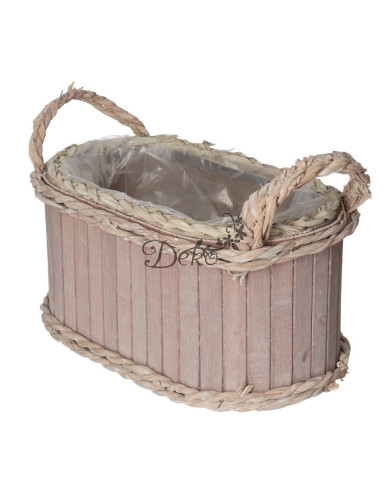 Doniczka osłonka drewniana korytko podkład 28 cm brązowa