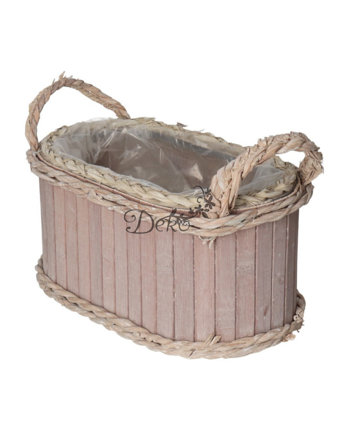 Doniczka osłonka drewniana korytko podkład 28 cm brązowa