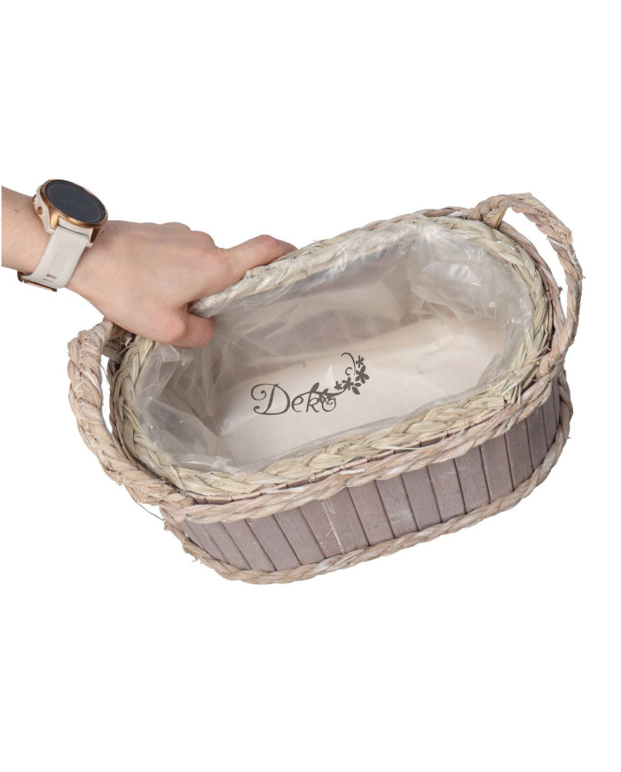 Doniczka osłonka drewniana korytko podkład 28 cm brązowa
