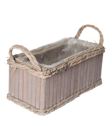 Doniczka osłonka drewniana korytko podkład 32 cm brązowa