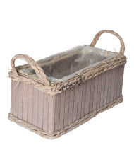 Doniczka osłonka drewniana korytko podkład 32 cm brązowa