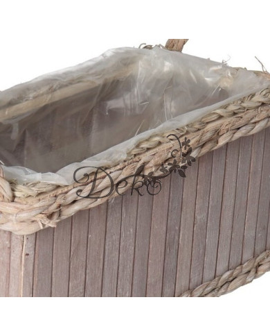 Doniczka osłonka drewniana korytko podkład 32 cm brązowa