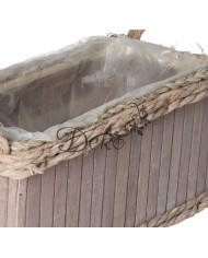Doniczka osłonka drewniana korytko podkład 32 cm brązowa