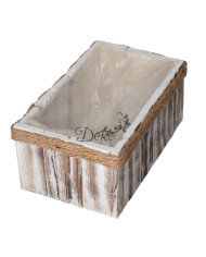 Doniczka osłonka drewniana korytko podkład 28 cm brązowa