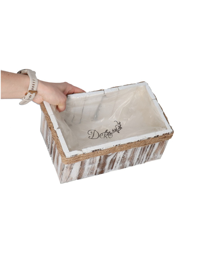 Doniczka osłonka drewniana korytko podkład 28 cm brązowa