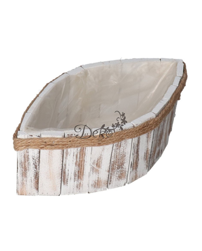Doniczka osłonka drewniana korytko łezka podkład 37 cm brązowa