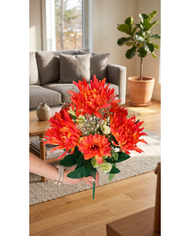 CHRYZANTEMA W BUKIECIE SZTUCZNE KWIATY JAK ŻYWE 46CM DUŻY BUKIET