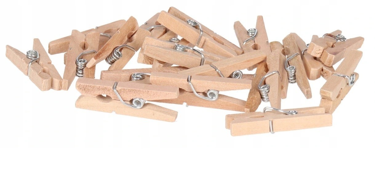 KLAMERKI DREWNIANE SPINACZE NATURALNE 24SZT 3CM