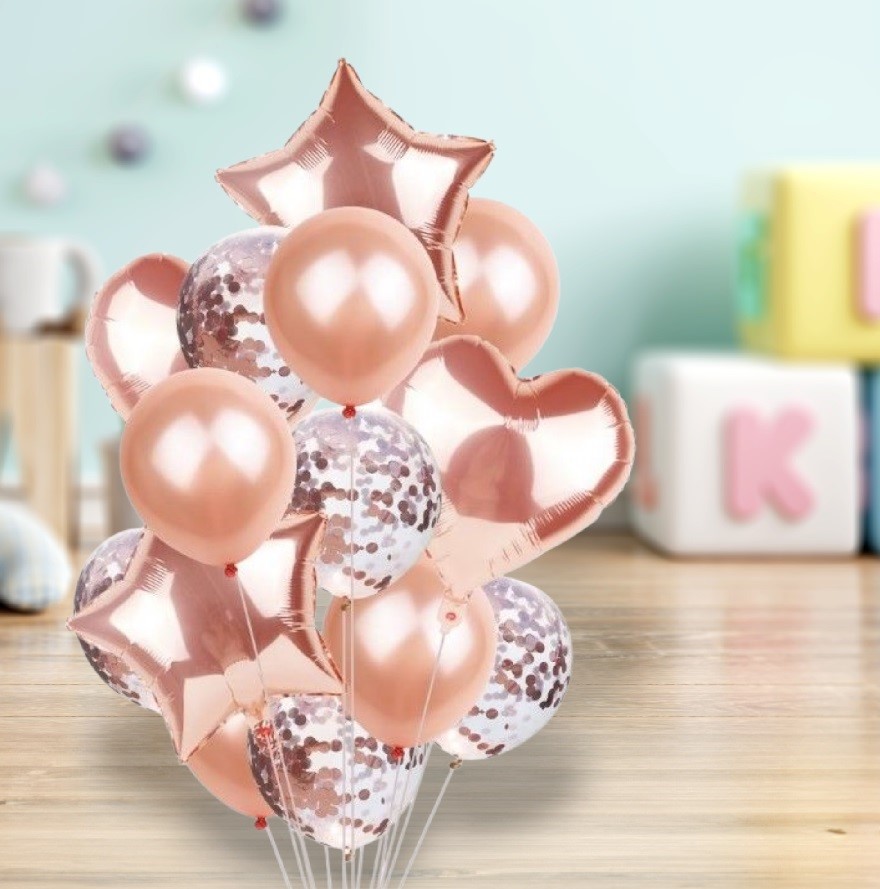 BALONY NA URODZINY ZESTAW BALONÓW MIX 14 SZT ŚLUB PARTY