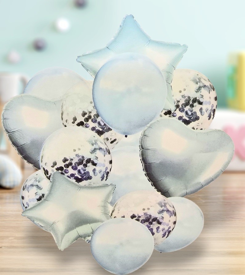 BALONY NA URODZINY ZESTAW BALONÓW MIX 14 SZT ŚLUB PARTY